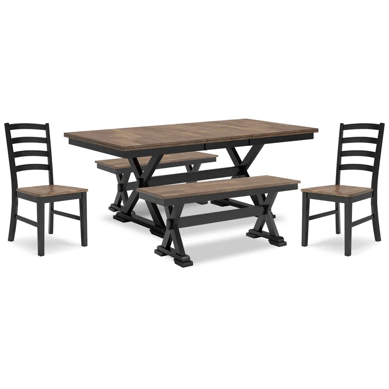 Wildenauer Dining Table, 2 Chairs and 2 Benches
