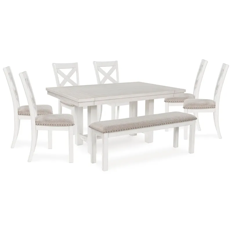 Robbinsdale Dining Table, 6 Chairs and Bench