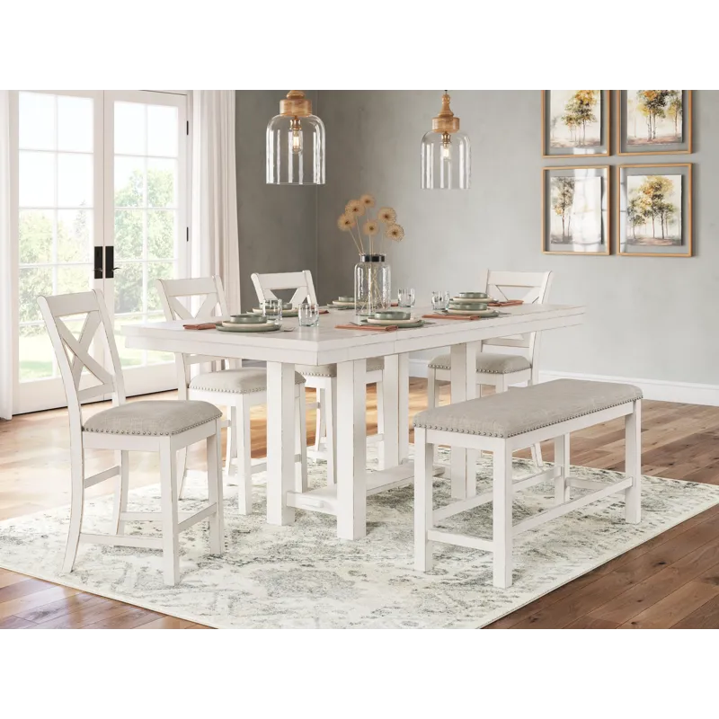 Robbinsdale Counter Height Dining Table, 4 Barstools and Bench