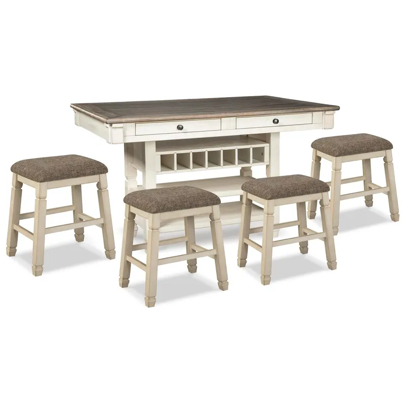 Bolanburg Counter Height Dining Table and 4 Barstools