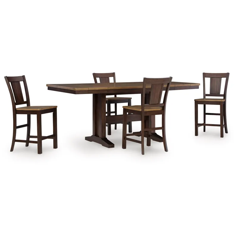 Anixburg Counter Height Extension Dining Table and 4 Barstools