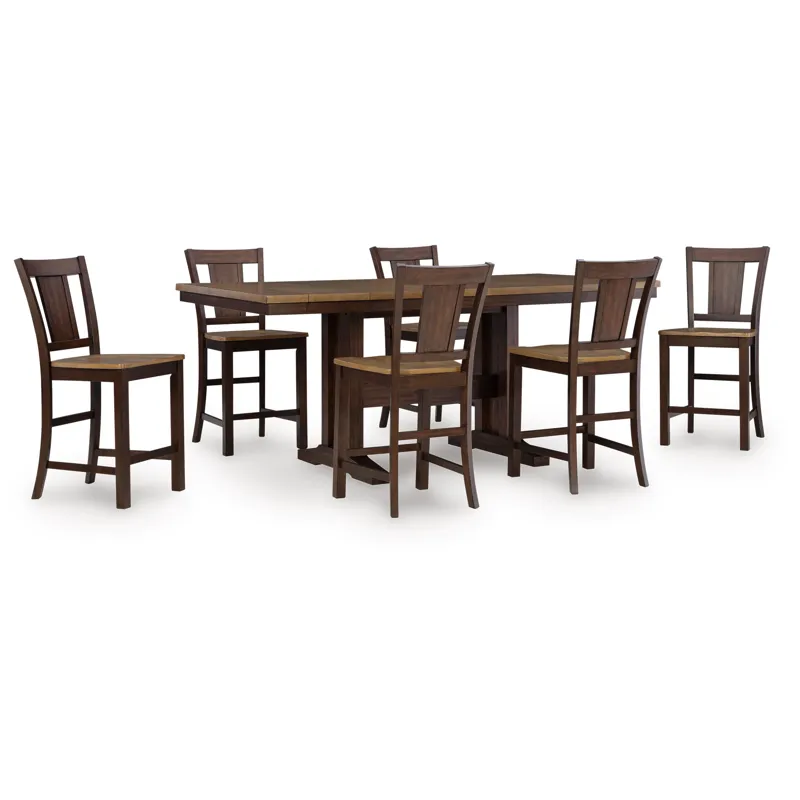 Anixburg Counter Height Extension Dining Table and 6 Barstools