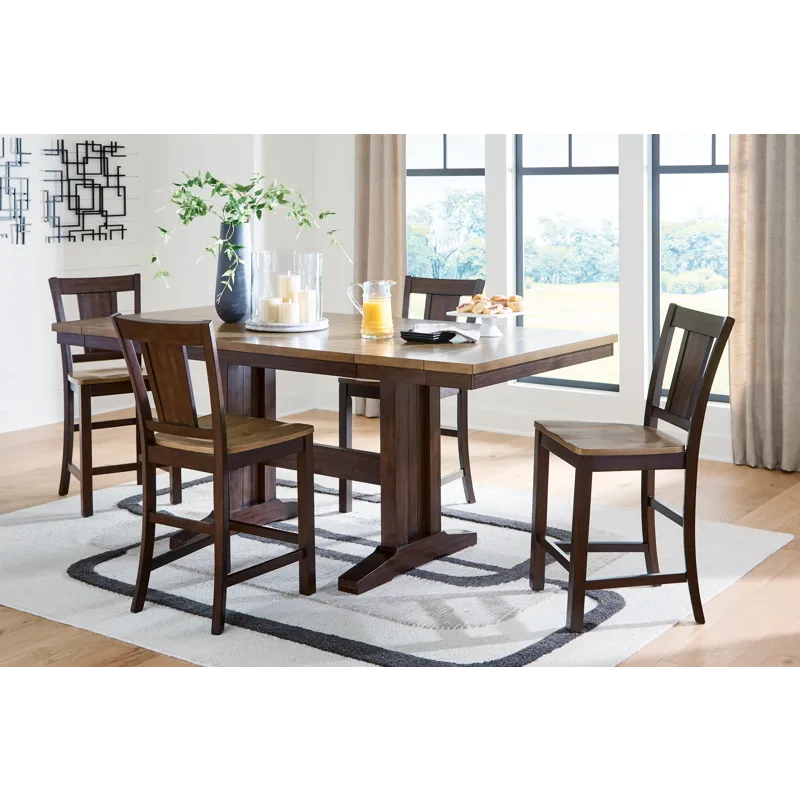 Anixburg Counter Height Extension Dining Table and 4 Barstools