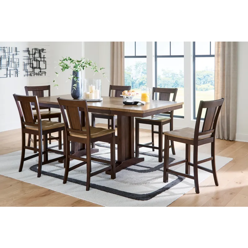 Anixburg Counter Height Extension Dining Table and 6 Barstools