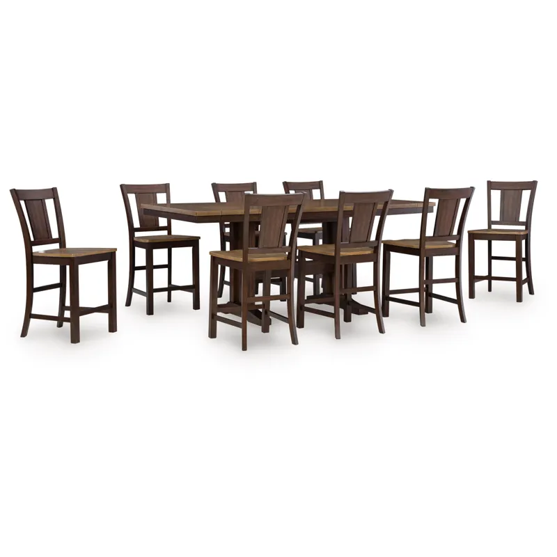 Anixburg Counter Height Extension Dining Table and 8 Barstools