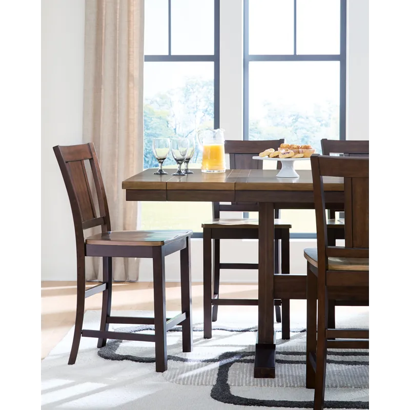 Anixburg Counter Height Extension Dining Table and 8 Barstools