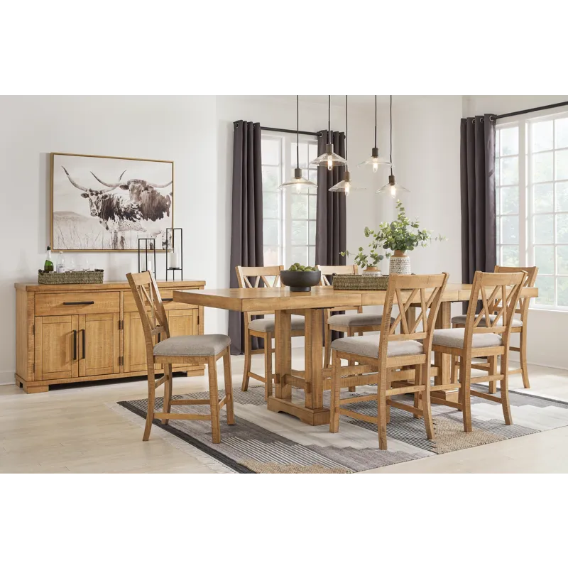 Havonplane Counter Height Extension Dining Table and 6 Barstools