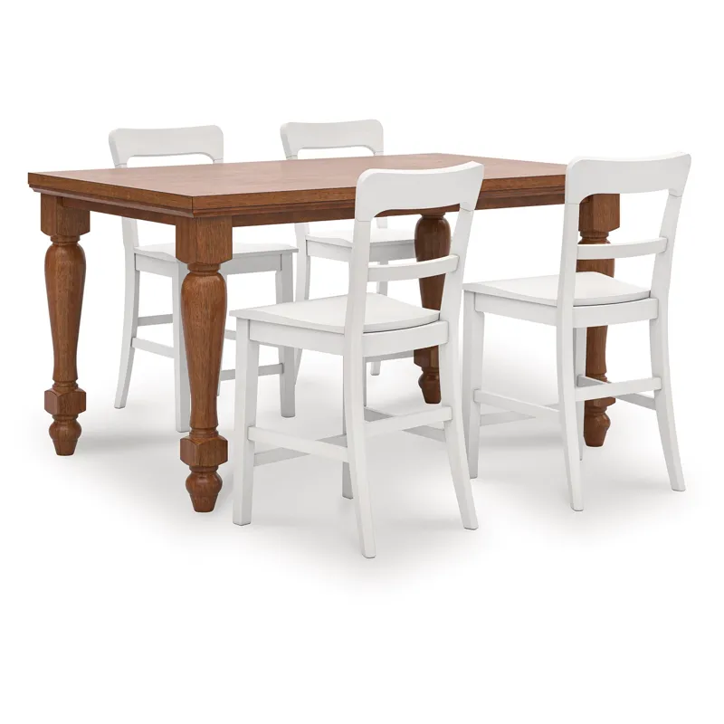 Greddinton Counter Height Dining Table and 4 Barstools