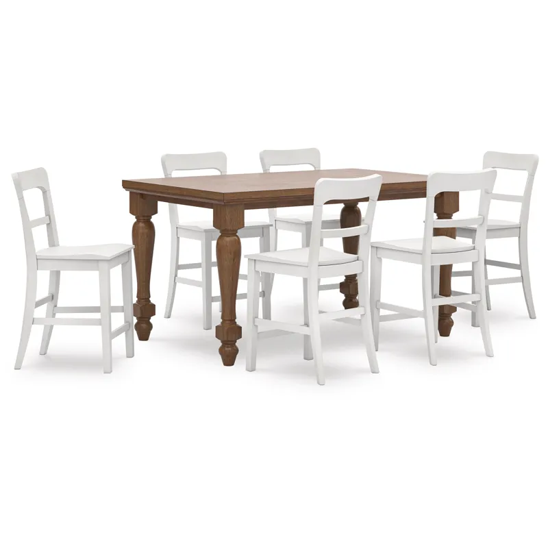 Greddinton Counter Height Dining Table and 6 Barstools