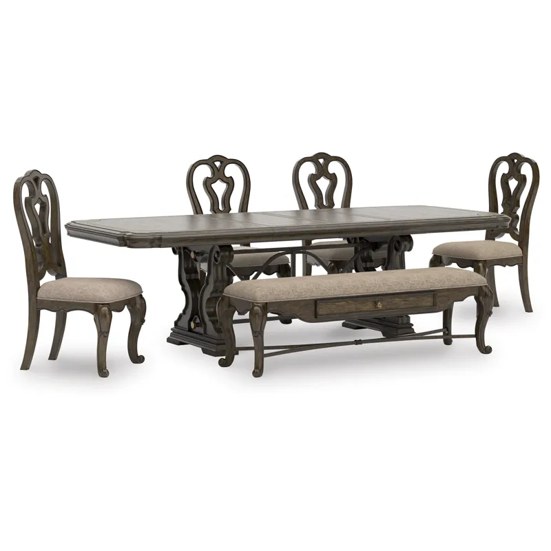 Maylee Extension Dining Table, 4 Chairs and Bench