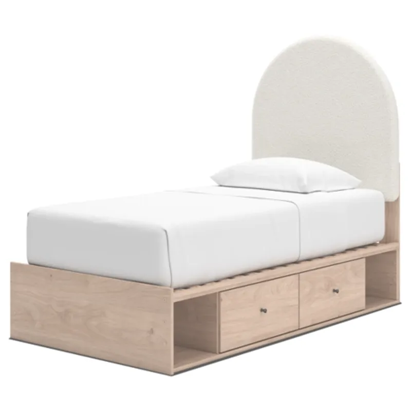 Shapella Twin Upholstered Panel Bed with Storage