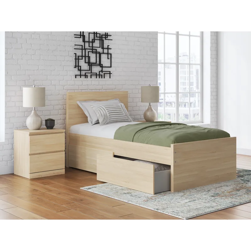 Onita Twin Panel Platform Bed with 1 Side Storage
