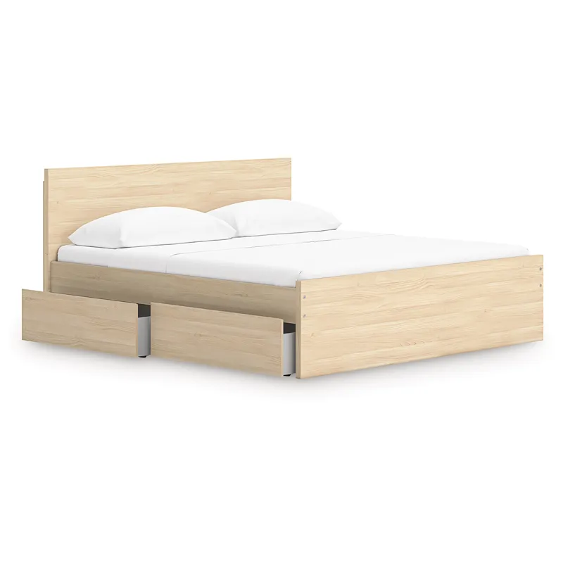 Onita King Panel Platform Bed with 2 Side Storage