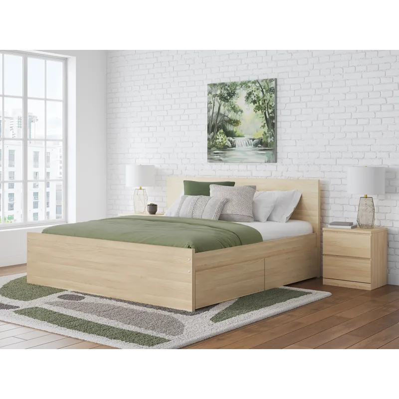 Onita King Panel Platform Bed with 2 Side Storage