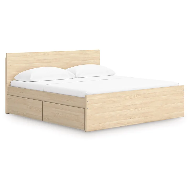 Onita King Panel Platform Bed with 2 Side Storage