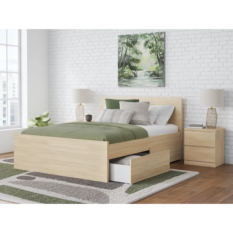 Onita Full Panel Platform Bed with 2 Side Storage