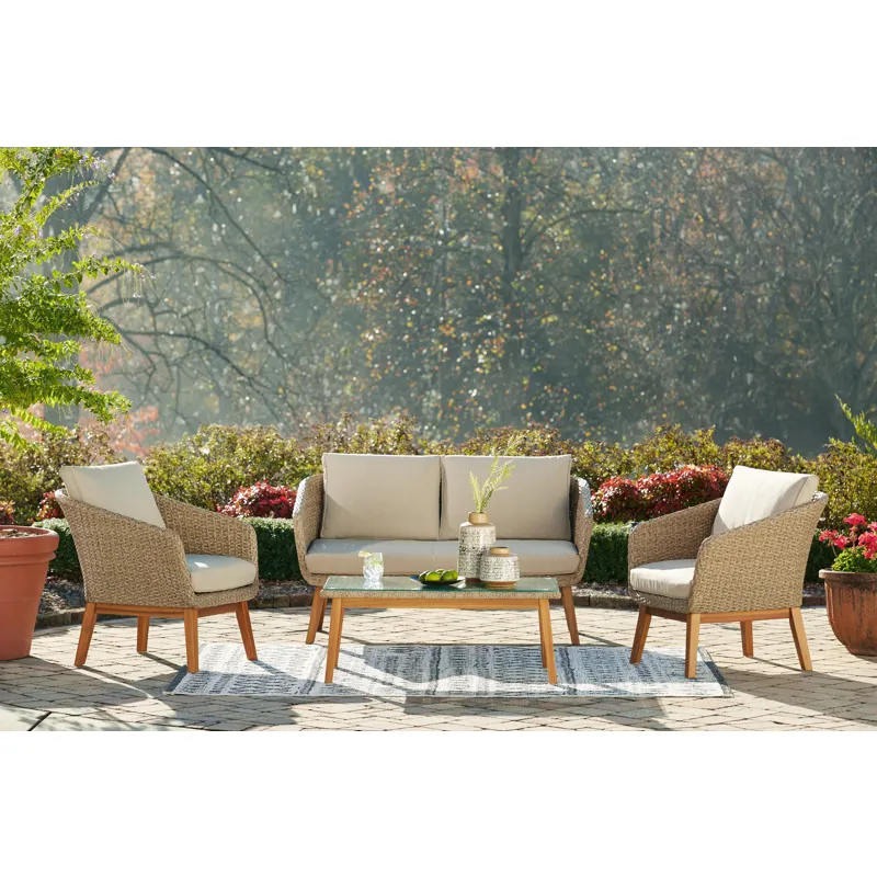 Crystal Cave Outdoor Loveseat, 2 Lounge Chairs and Coffee Table