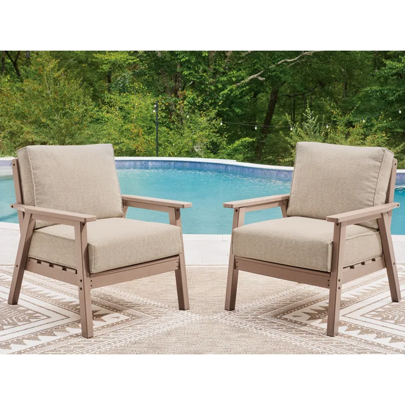 Cliffs Beach Outdoor Lounge Chair with Cushion (Set of 2)