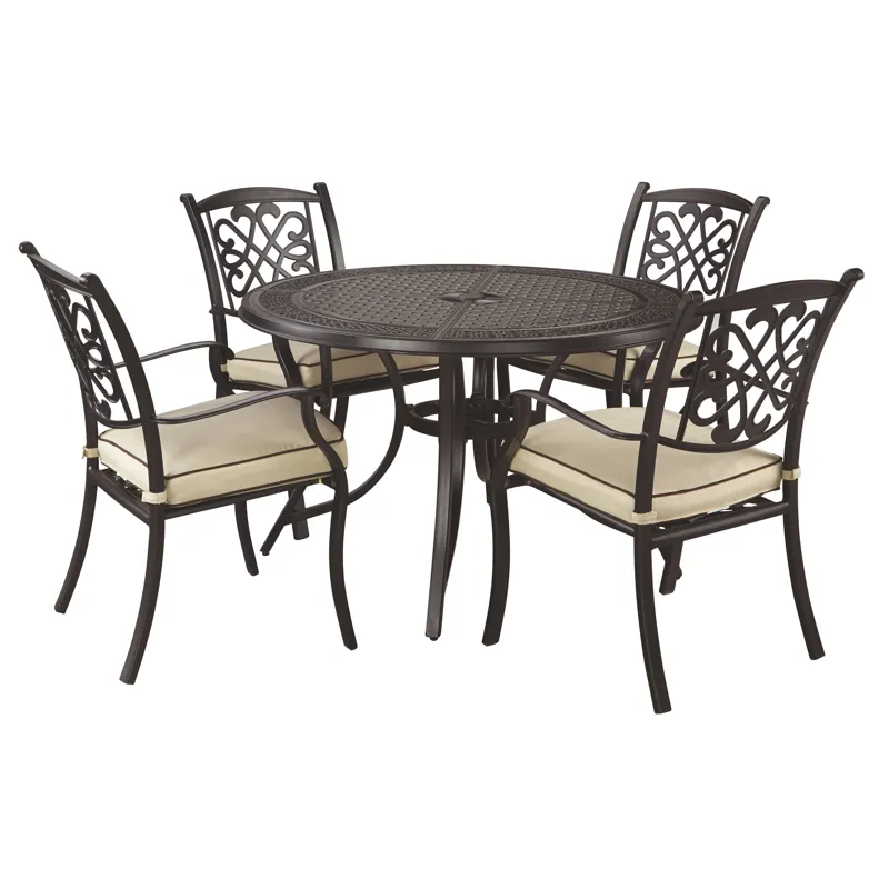 Burnella Round Dining Table with Umbrella Option