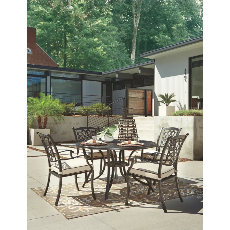 Burnella Round Dining Table with Umbrella Option