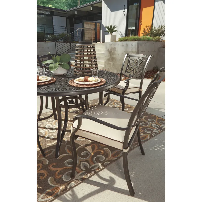 Burnella Round Dining Table with Umbrella Option