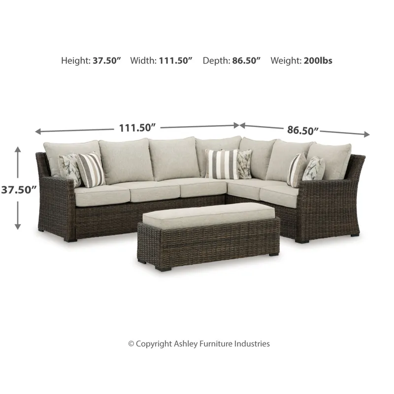 Brook Ranch Outdoor Sofa Sectional, Bench, Lounge Chair and Table