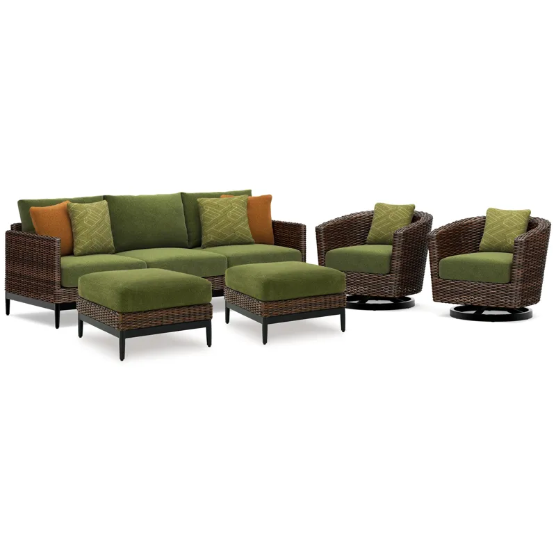 Horizon Hall Outdoor Sofa, 2 Lounge Chairs and 2 Ottomans