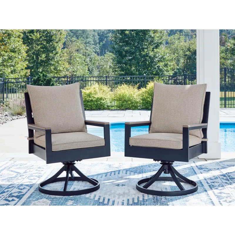 Mabry Shores Outdoor Swivel Chair with Cushion (Set of 2)