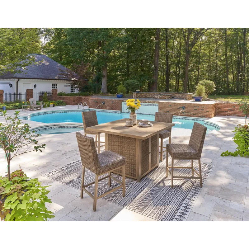 Walton Bridge Outdoor Bar Table and 4 Barstools