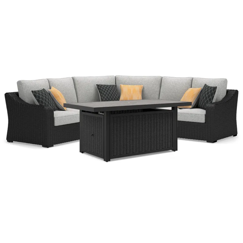 Beachcroft 3-Piece Outdoor Sectional and Fire Pit Table