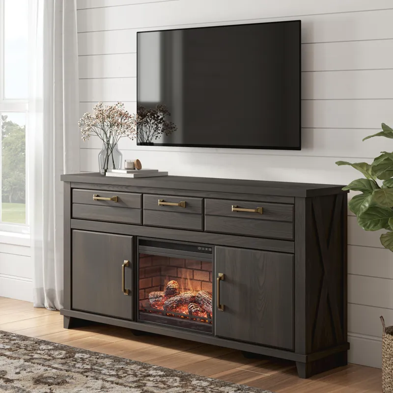 Brazen Valley 71" TV Stand with Electric Fireplace