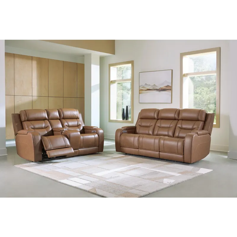 Knightington Power Reclining Sofa and Loveseat with Audio