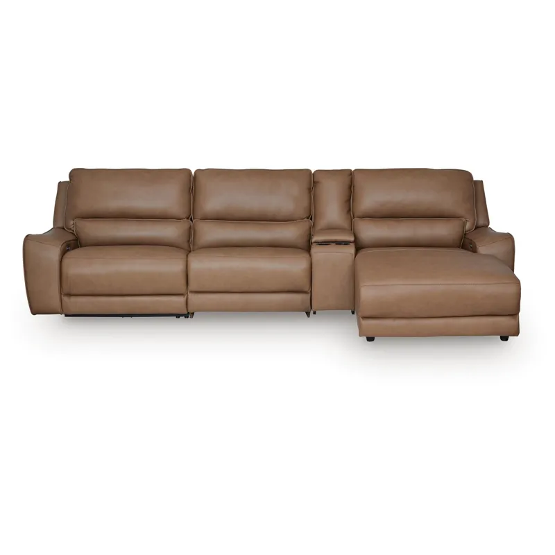 DeepWakes 4-Piece Reclining Sectional with Chaise and Storage Console