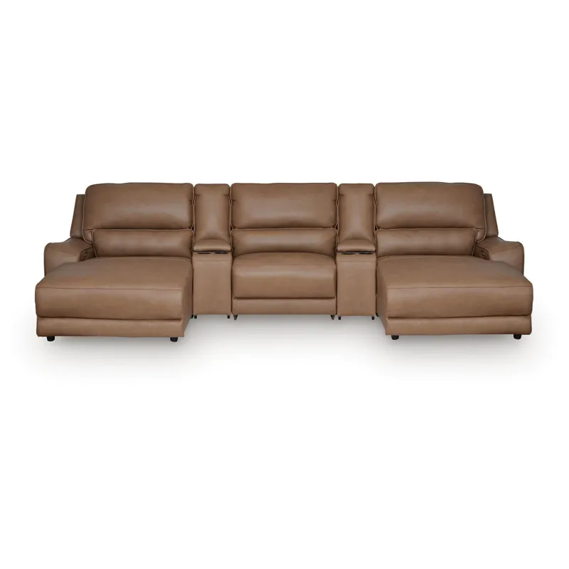 Silverbrooke 5-Piece Reclining Sectional with Double Chaise and Storage Consoles