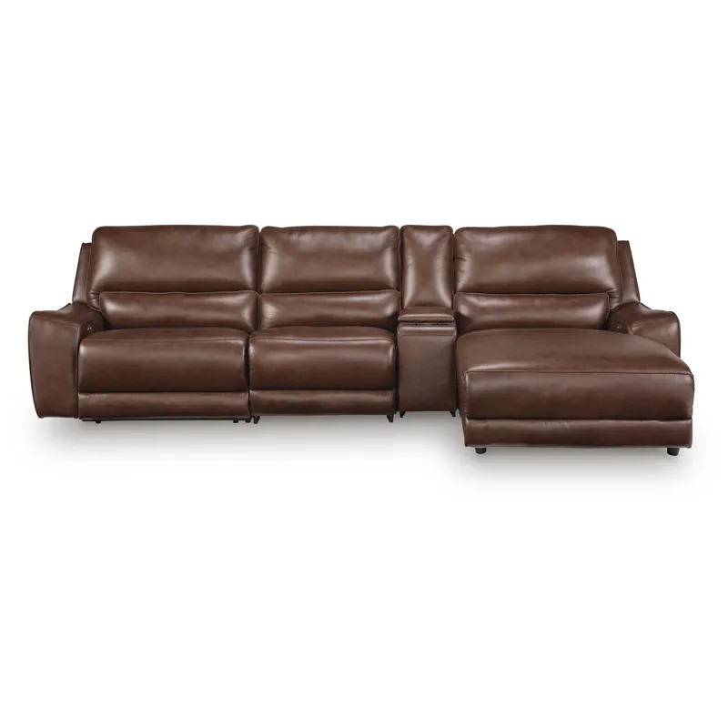 DeepWakes 4-Piece Reclining Sectional with Chaise and Storage Console