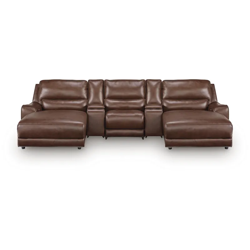 Silverbrooke 5-Piece Reclining Sectional with Double Chaise and Storage Consoles