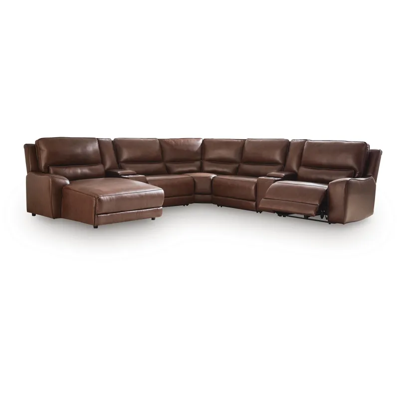 Silverbrooke 7-Piece Reclining Sectional with Chaise and Storage Consoles