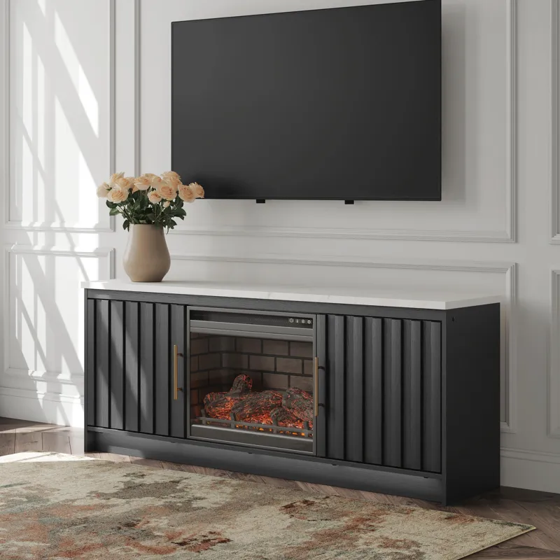 Cadmori 63\" TV Stand with Electric Fireplace