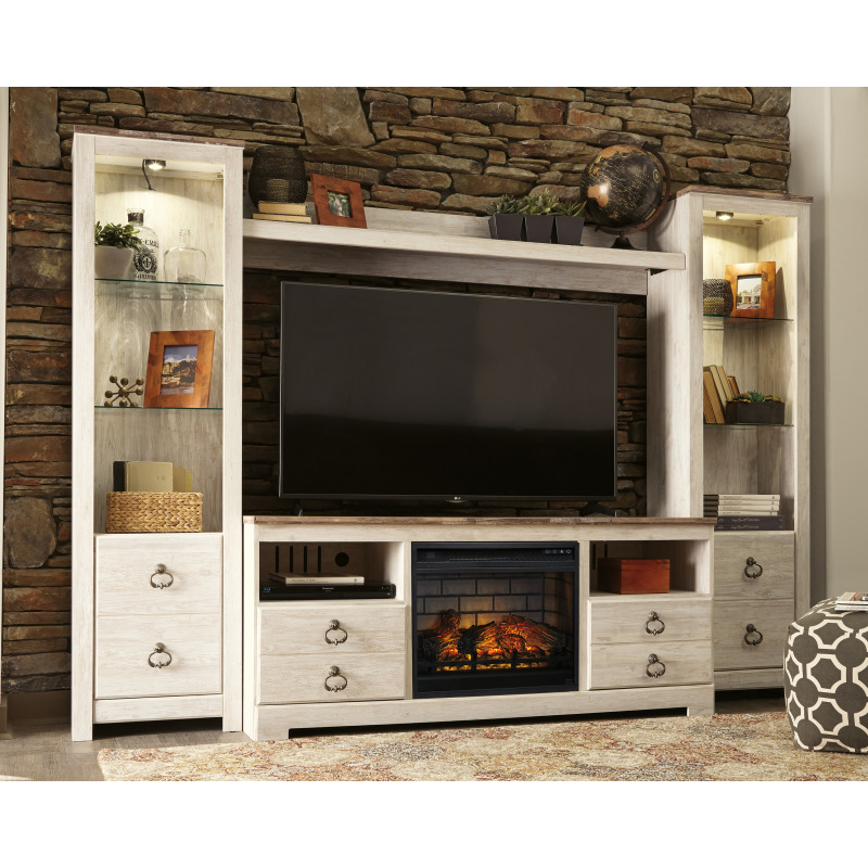 Willowton 4Piece Entertainment Center with Electric Fireplace W267W9