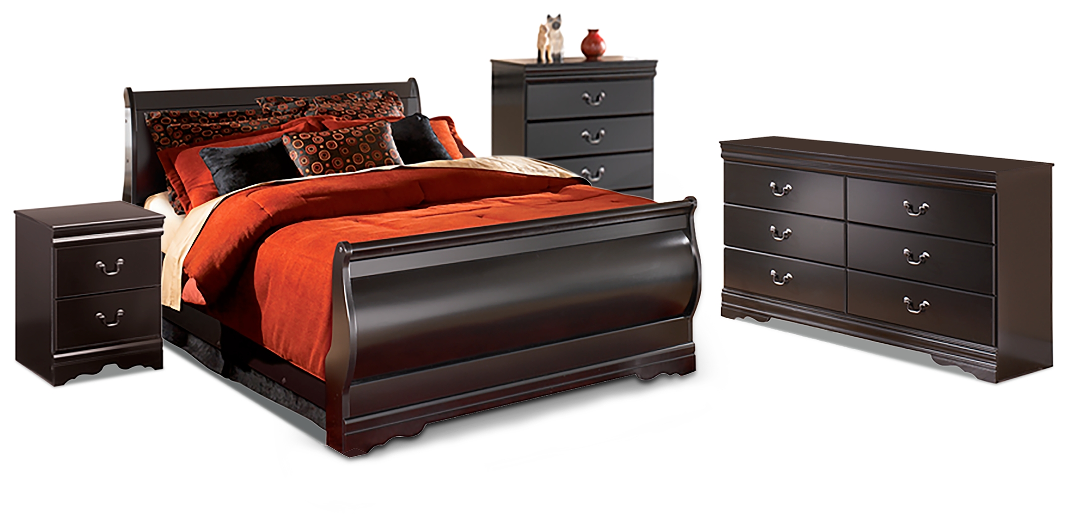Huey Vineyard Queen Sleigh Bed, Dresser, Chest and Nightstand B128B19