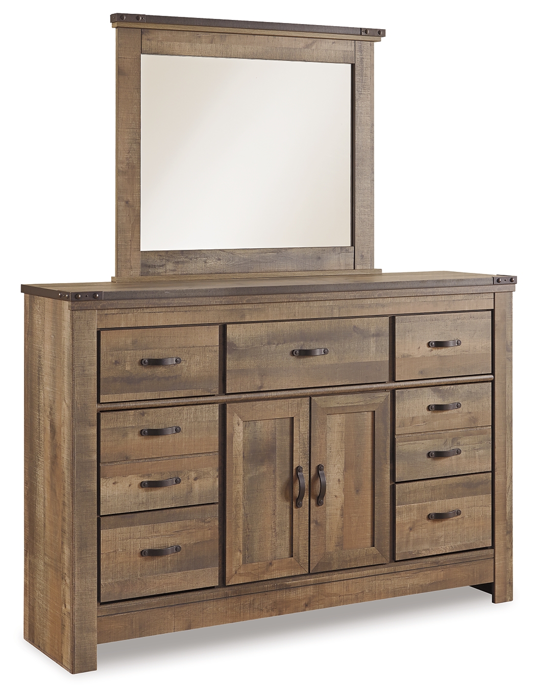 Trinell Full Bookcase Bed with Storage with Mirrored Dresser B446B19 by