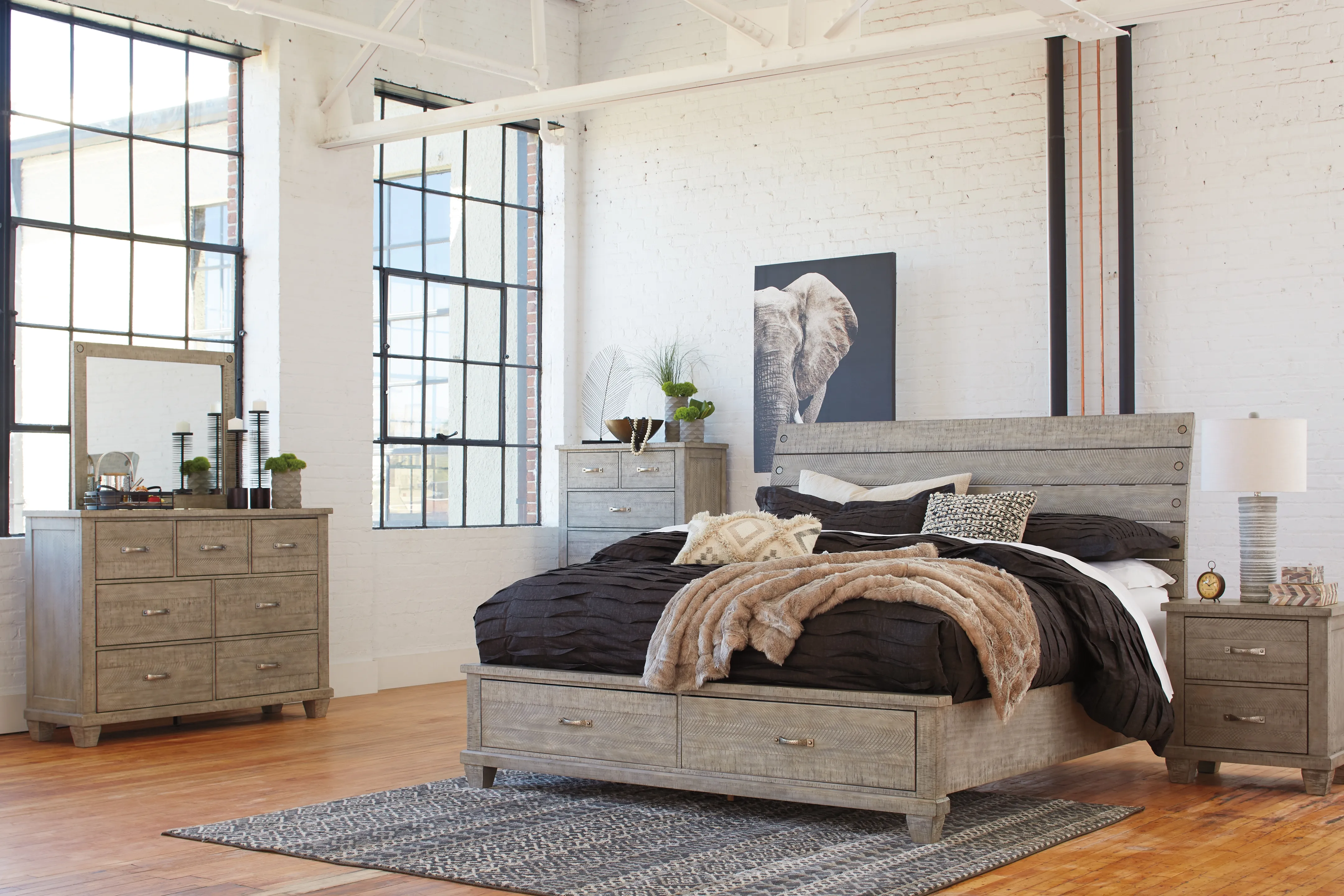 Naydell California King Panel Bed with 2 Storage Drawers - Image 5