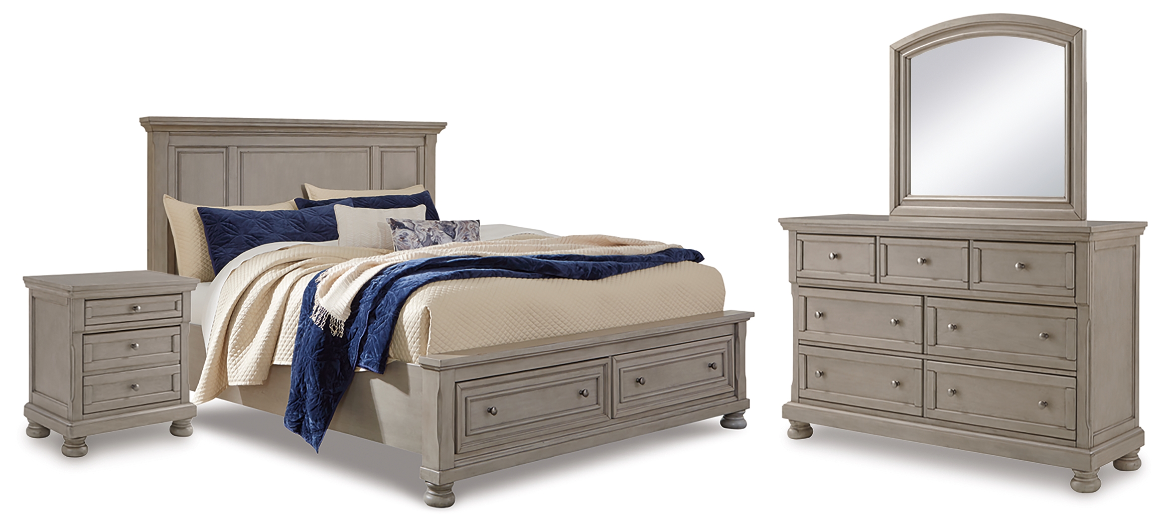 Lettner Queen Panel Storage Bed, Dresser, Mirror and Nightstand B733B46 by Signature Design by