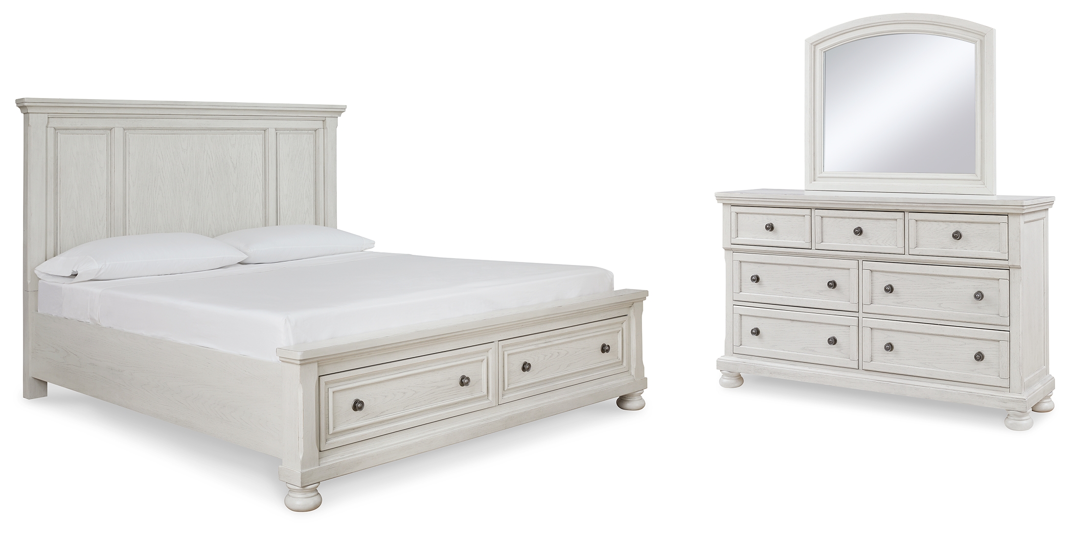 Robbinsdale King Panel Storage Bed, Dresser and Mirror B742B31 by