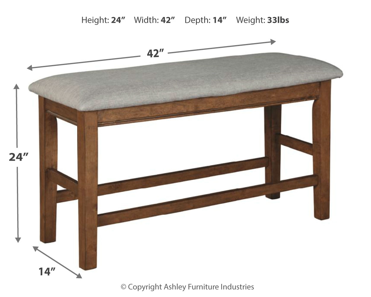 Glennox Counter Height Dining Room Bench D50309 by Signature Design by
