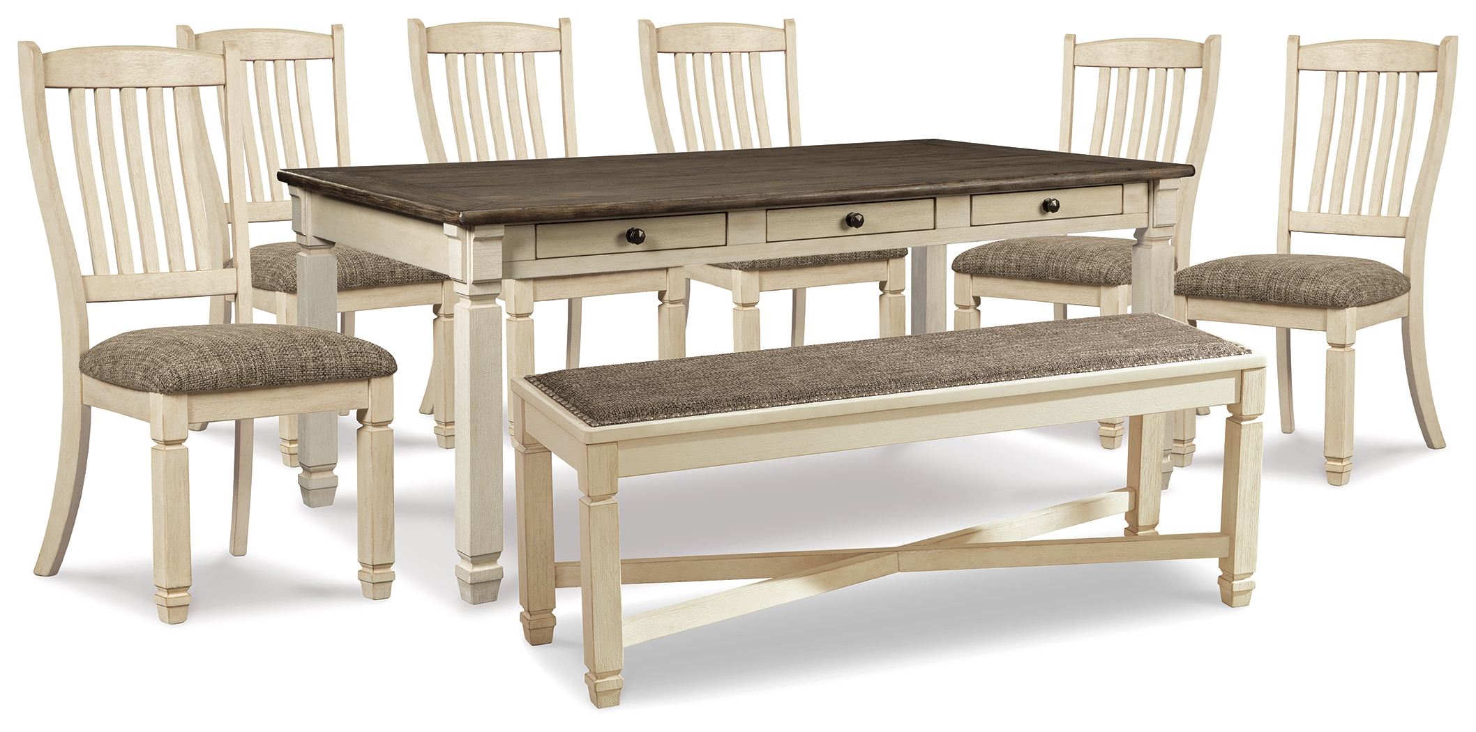 Bolanburg Dining Table, 6 Chairs, and Bench D647D26 by Signature Design