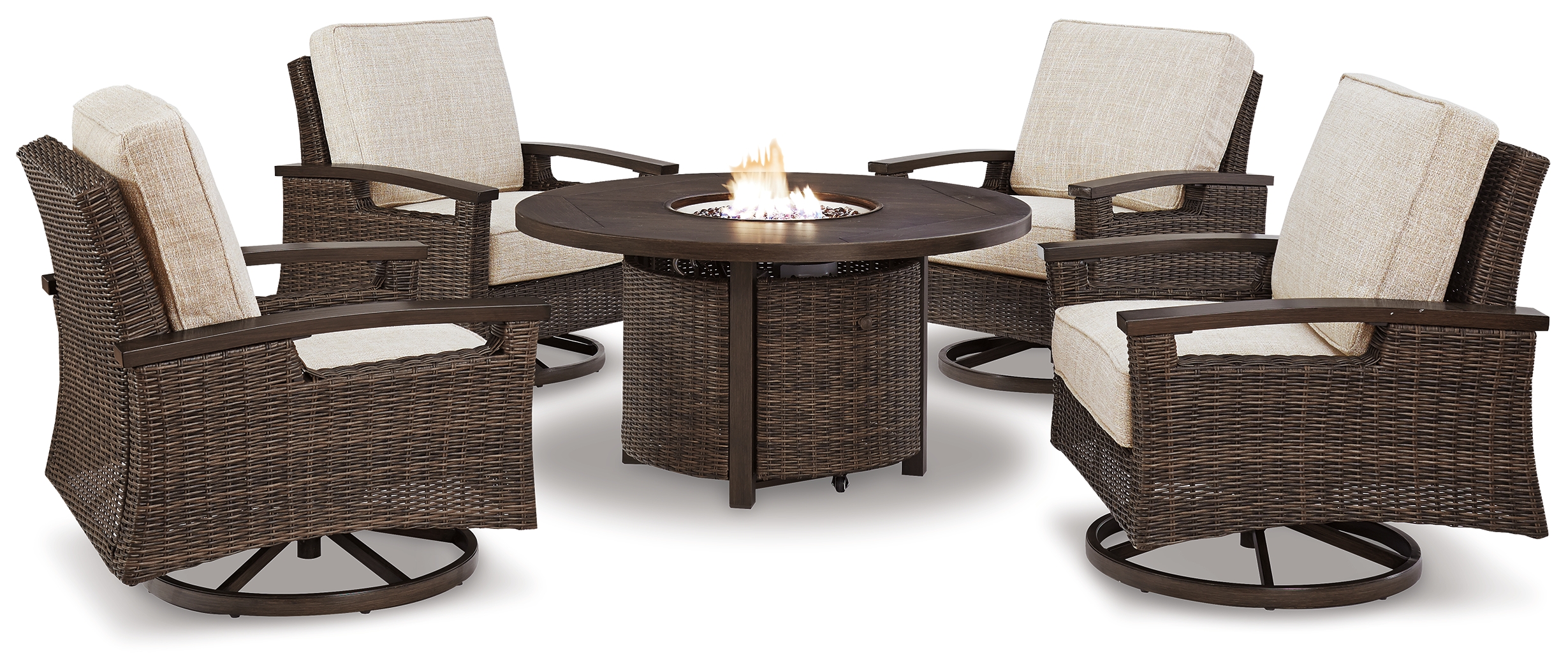 Paradise Trail Outdoor Fire Pit Table with 4 Lounge Chairs P750P7 by