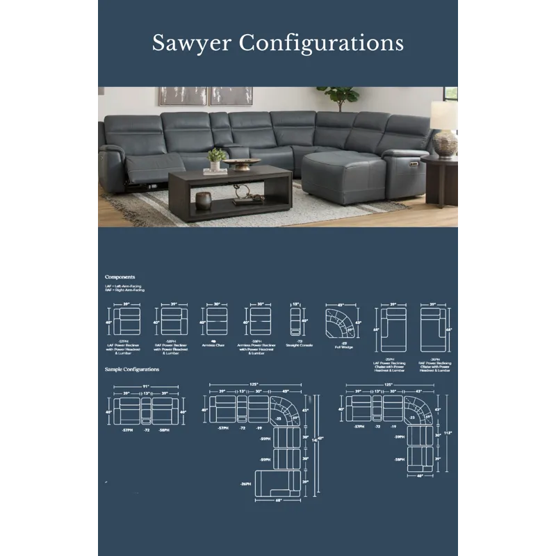 Sawyer 6 PC Power Reclining Sectional