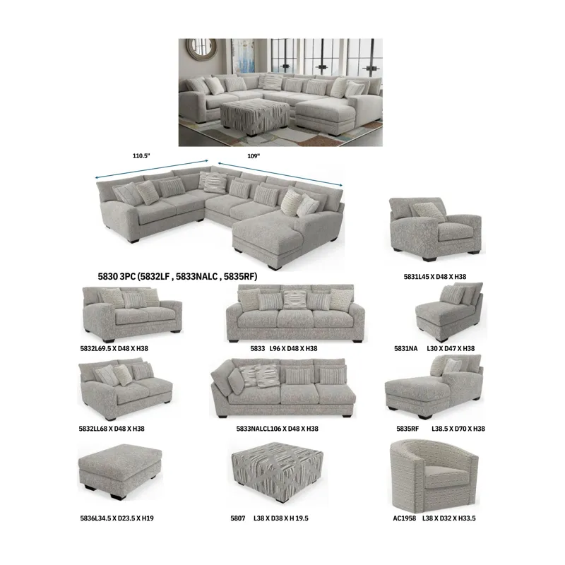 SIMONEAUX 3PC SECTIONAL