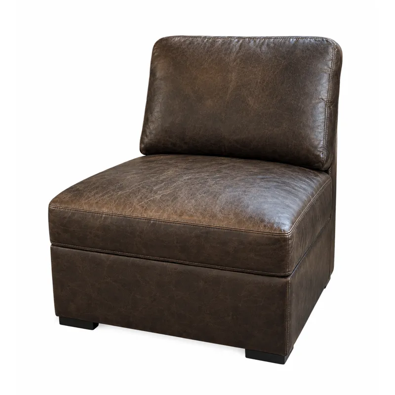 Trebbia Chocolate Leather Armless Ch